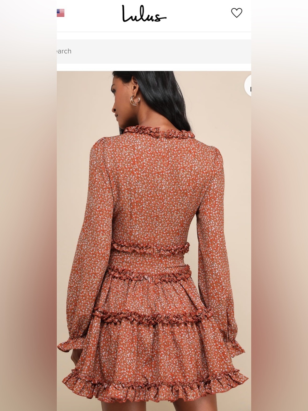 LULU Admire You Orange Floral Print Ruffled Long Sleeve Mini Dress - Picture 2 of 10